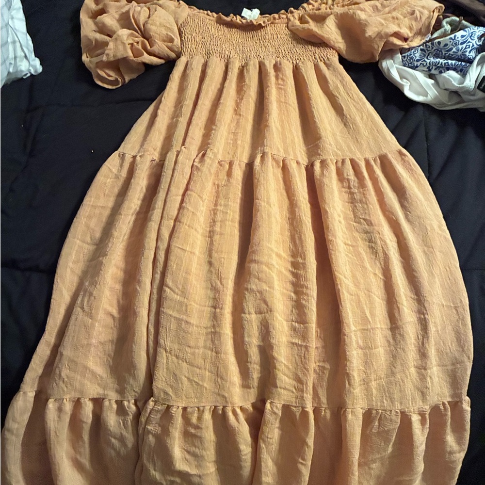 Elegant Peach Maxi Dress